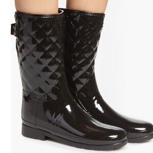 Hunter Refined High Gloss Quilted Short
Waterproof Rain Boots Size 6